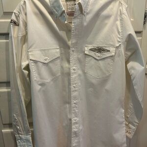 Men's White Western Shirt with Embroidered Accents NWT M Express Riders